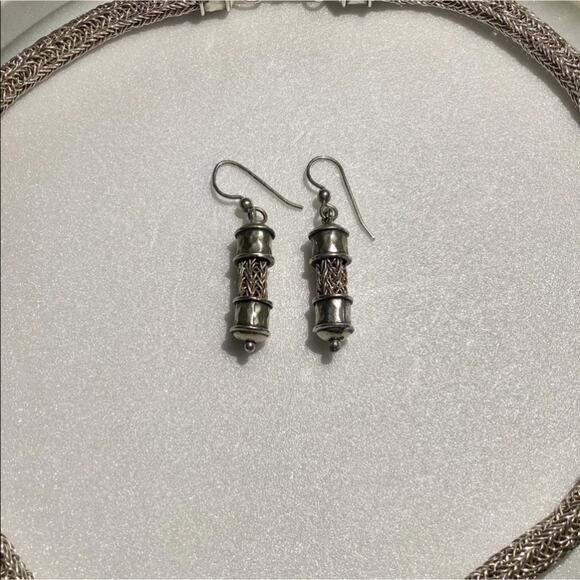 100% Silver Knitted Necklace & Earrings Set - Picture 3 of 13